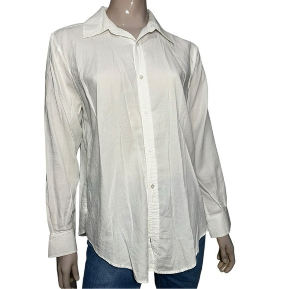 Crippen Women’s Size M White Cotton Long Sleeve Button Down Shirt